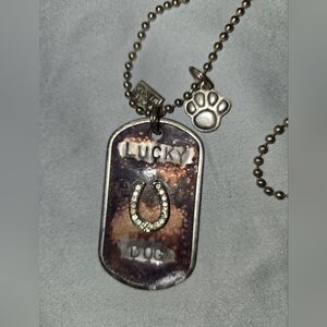 Kate Mesta Lucky Dog Tag 24" Necklace with Horseshoe Charm